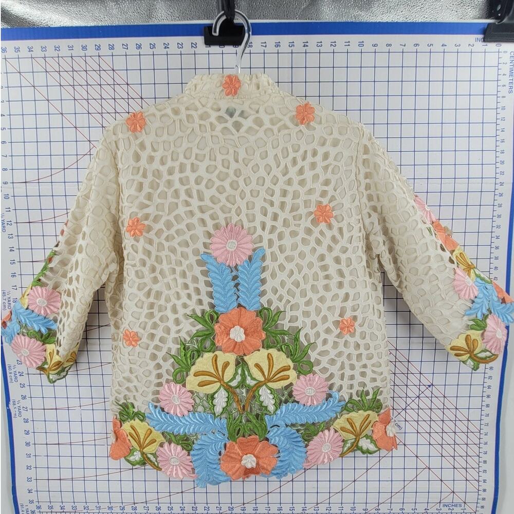 Coquette Floral Lace Blazer Jacket Vintage Statement Romantic Style - Picture 3 of 16